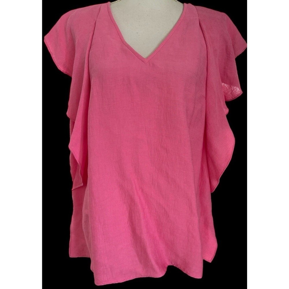 Rachel Roy Women's Ruffled Flutter Blouse Top Pink Size 1X Plus Size NWT - Picture 6 of 10